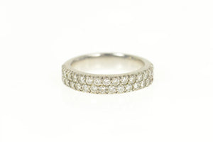 18K 0.90 Ctw Pave Tiered Diamond Wedding Band Ring Size 6.25 White Gold