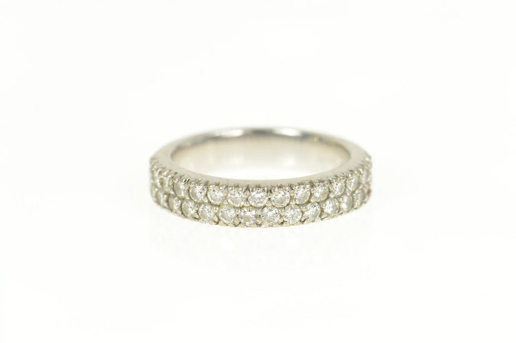 18K 0.90 Ctw Pave Tiered Diamond Wedding Band Ring Size 6.25 White Gold