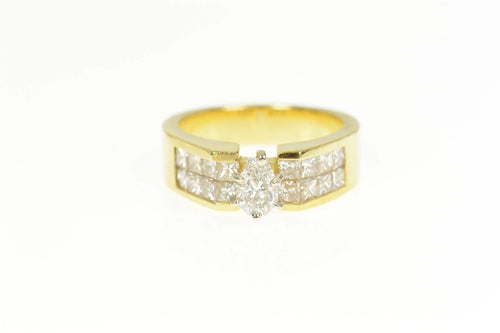 18K 0.86 Ctw Coffin Diamond Princess Engagement Ring Size 6.5 Yellow Gold
