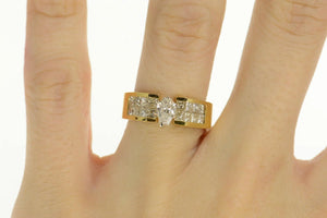 18K 0.86 Ctw Coffin Diamond Princess Engagement Ring Size 6.5 Yellow Gold