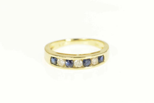 14K 0.63 Ctw Sapphire Diamond Wedding Band Ring Size 6.25 Yellow Gold