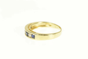 14K 0.63 Ctw Sapphire Diamond Wedding Band Ring Size 6.25 Yellow Gold