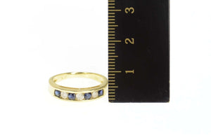 14K 0.63 Ctw Sapphire Diamond Wedding Band Ring Size 6.25 Yellow Gold