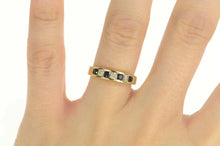 Load image into Gallery viewer, 14K 0.63 Ctw Sapphire Diamond Wedding Band Ring Size 6.25 Yellow Gold
