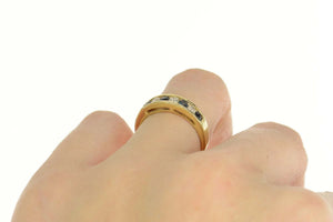 14K 0.63 Ctw Sapphire Diamond Wedding Band Ring Size 6.25 Yellow Gold