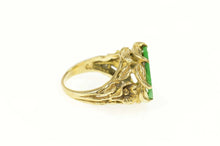 Load image into Gallery viewer, 14K Elaborate Carved Jade Circle Calla Lily Ring Size 6.75 Yellow Gold