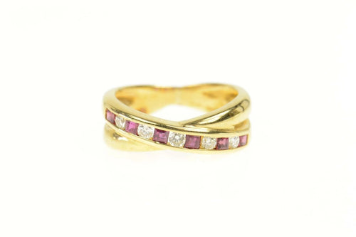 14K 0.40 Ctw Diamond Tourmaline X Band Ring Size 4.75 Yellow Gold