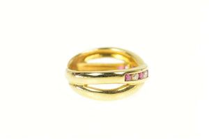 14K 0.40 Ctw Diamond Tourmaline X Band Ring Size 4.75 Yellow Gold