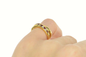 14K 0.40 Ctw Diamond Tourmaline X Band Ring Size 4.75 Yellow Gold