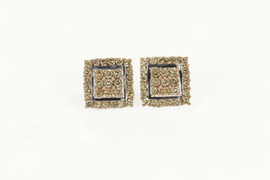 10K 1.92 Ctw Champagne Diamond Square Stud Earrings Yellow Gold