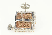 Load image into Gallery viewer, 10K 1.92 Ctw Champagne Diamond Square Stud Earrings Yellow Gold