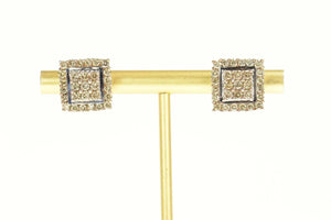 10K 1.92 Ctw Champagne Diamond Square Stud Earrings Yellow Gold