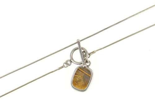 Sterling Silver Glass Encased Butterfly Wing Snake Chain Necklace 16.25