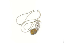 Load image into Gallery viewer, Sterling Silver Glass Encased Butterfly Wing Snake Chain Necklace 16.25&quot;