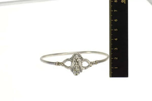 Sterling Silver Ornate Chinese Bearded Face Bangle Bracelet 8"