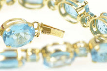 Load image into Gallery viewer, 14K Oval Blue Topaz Statement Classic Bracelet 8&quot; Yellow Gold