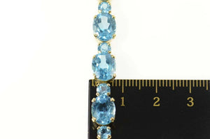 14K Oval Blue Topaz Statement Classic Bracelet 8" Yellow Gold