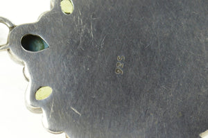 Sterling Silver Moon Face Black Opal Turquoise Peridot Ornate Pendant