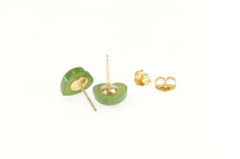 Load image into Gallery viewer, Gold Filled Carved Nephrite Heart Cabochon Stud Earrings