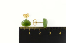 Load image into Gallery viewer, Gold Filled Carved Nephrite Heart Cabochon Stud Earrings