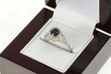 Load image into Gallery viewer, 14K 1.02 Ct Art Deco Filigree Sapphire Engagement Ring Size 7.5 White Gold