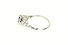 Load image into Gallery viewer, 14K 1.02 Ct Art Deco Filigree Sapphire Engagement Ring Size 7.5 White Gold