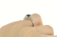 Load image into Gallery viewer, 14K 1.02 Ct Art Deco Filigree Sapphire Engagement Ring Size 7.5 White Gold