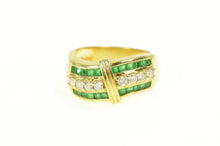 Load image into Gallery viewer, 18K 1.58 Ctw Emerald Diamond Wavy Band Ring Size 7 Yellow Gold