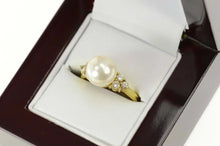 Load image into Gallery viewer, 18K Pearl 0.24 Ctw Diamond Classic Engagement Ring Size 8.25 Yellow Gold