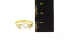 Load image into Gallery viewer, 18K Pearl 0.24 Ctw Diamond Classic Engagement Ring Size 8.25 Yellow Gold