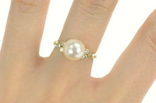 Load image into Gallery viewer, 18K Pearl 0.24 Ctw Diamond Classic Engagement Ring Size 8.25 Yellow Gold