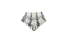 Load image into Gallery viewer, 14K Natural Sapphire Diamond Striped Slide Pendant White Gold