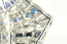 Load image into Gallery viewer, 14K Natural Sapphire Diamond Striped Slide Pendant White Gold