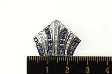 Load image into Gallery viewer, 14K Natural Sapphire Diamond Striped Slide Pendant White Gold