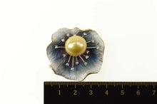 Load image into Gallery viewer, 18K Designer Pearl Diamond Lily Pad Leaf Flower Pendant/Pin Yellow Gold