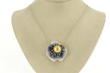 Load image into Gallery viewer, 18K Designer Pearl Diamond Lily Pad Leaf Flower Pendant/Pin Yellow Gold