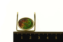 Load image into Gallery viewer, 18K Oval Ammolite Squared Artisanal Handmade Pendant Yellow Gold