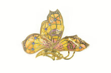 Load image into Gallery viewer, 18K 1.40 Ctw Diamond Sapphire Enamel Butterfly Pin/Brooch Yellow Gold