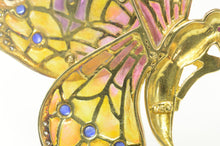 Load image into Gallery viewer, 18K 1.40 Ctw Diamond Sapphire Enamel Butterfly Pin/Brooch Yellow Gold