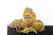 Load image into Gallery viewer, 18K 1.40 Ctw Diamond Sapphire Enamel Butterfly Pin/Brooch Yellow Gold