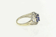 Load image into Gallery viewer, 10K Three Stone Iolite Diamond Wavy Engagement Ring Size 7 White Gold