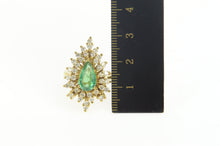 Load image into Gallery viewer, 18K 2.10 Ctw Pear Emerald Diamond Leaf Halo Ring Size 6.5 Yellow Gold