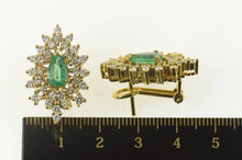 Load image into Gallery viewer, 18K 3.42 Ctw Emerald Diamond Leaf Halo French Clip Earrings Yellow Gold