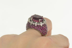 18K 13.59 Ctw Pink Tourmaline Sapphire Diamond Ring Size 7.5 Yellow Gold