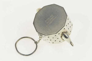 Sterling Silver Tea Pot Steeper Infuser Articulated Chain Ring