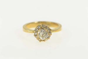 18K 0.60 Ctw Old Mine Cut Diamond Halo Engagement Ring Size 4.75 Yellow Gold