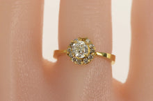 Load image into Gallery viewer, 18K 0.60 Ctw Old Mine Cut Diamond Halo Engagement Ring Size 4.75 Yellow Gold