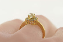 Load image into Gallery viewer, 18K 0.60 Ctw Old Mine Cut Diamond Halo Engagement Ring Size 4.75 Yellow Gold