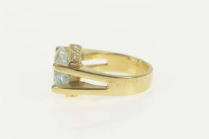 14K 4.70 Ctw Aquamarine Diamond Cocktail Ring Size 6 Yellow Gold