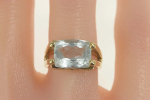 14K 4.70 Ctw Aquamarine Diamond Cocktail Ring Size 6 Yellow Gold